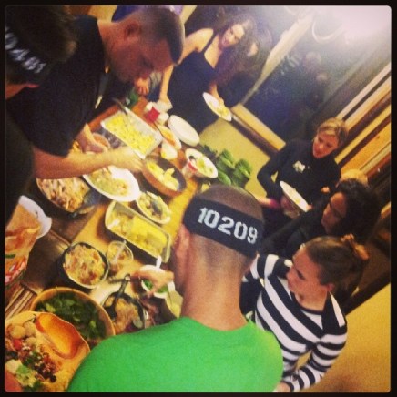 These athletes at Big Bear know that we need to eat until sleep!