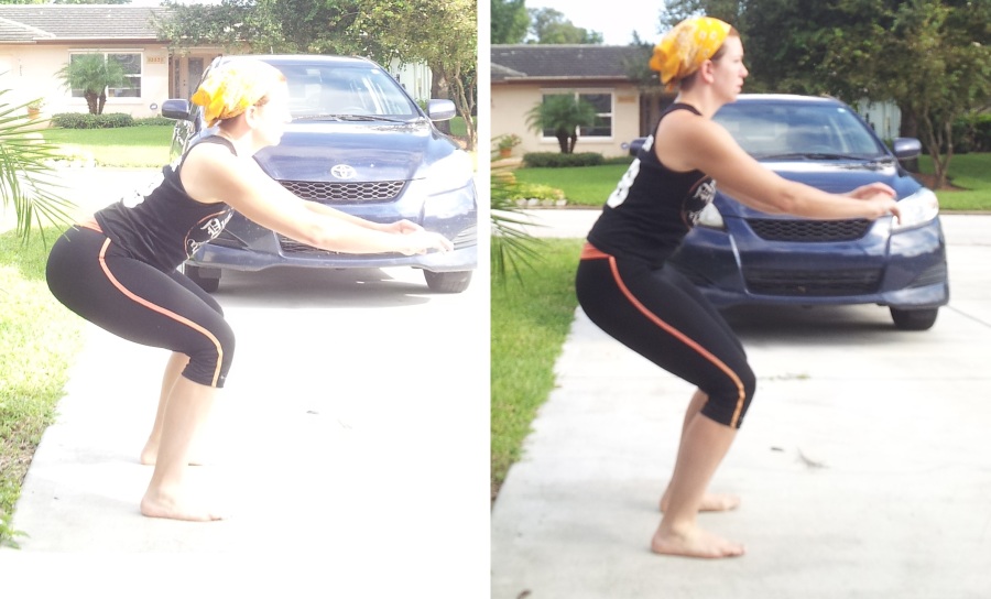 Old derby position (l) - Butt out, weight middle of the feet/heels New derby position (r) -  back straight, tailbone tucked, feet hip to shoulder width apart You won't be as low in new derby position, but you have more mobility from this position, and a stronger stance for blocking and walls