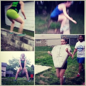 Myself and McJagged picked up heavy things and moved them around, jumped on walls, and moved around kettlebells for conditioning work